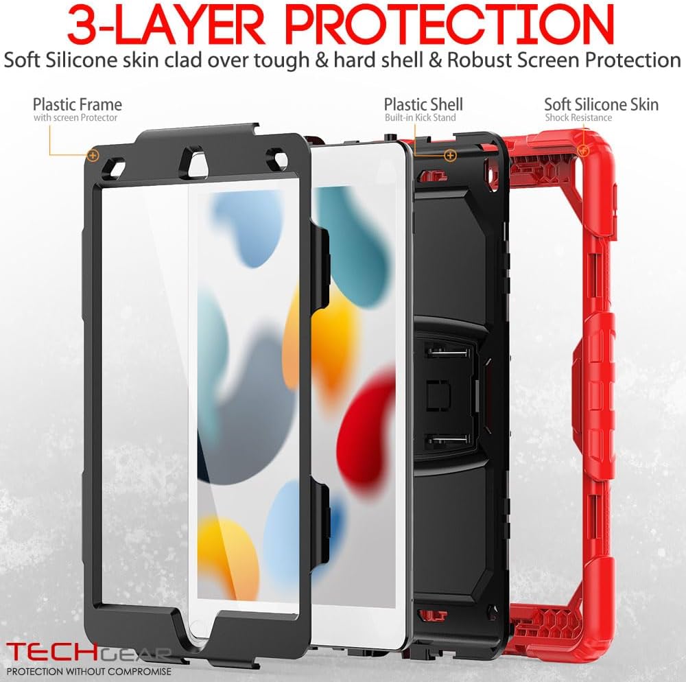 [ArmourSHIELD Case] Full Body Tough Rugged Case with Folding Stand & Screen Protector For Apple iPad 10.2" 2021/2020/2019 [9th/8th/7th Generation]