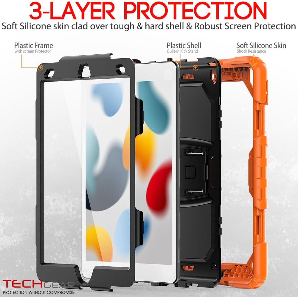 [ArmourSHIELD Case] Full Body Tough Rugged Case with Folding Stand & Screen Protector For Apple iPad 10.2" 2021/2020/2019 [9th/8th/7th Generation]