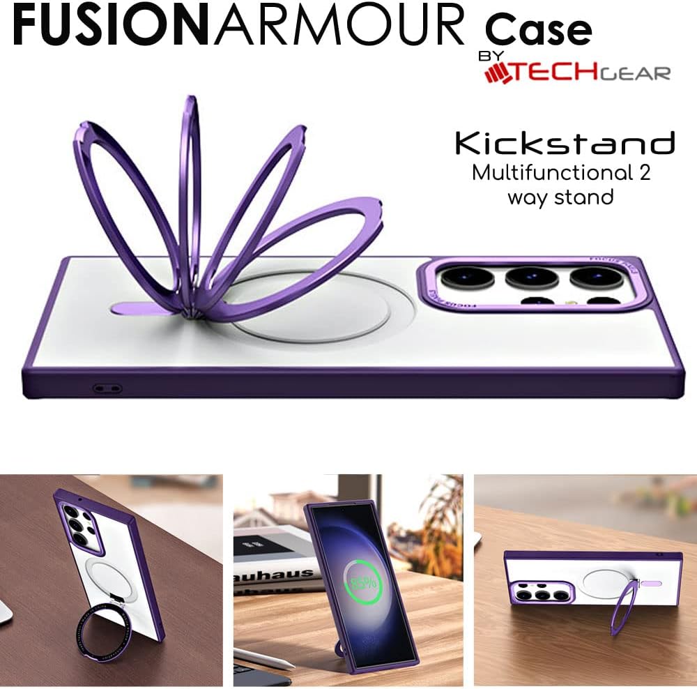 [Fusion Armour Ring] Premium Tough Protective Magnetic Ring Kickstand Case, MagSafe Case for Samsung Galaxy S24 Ultra