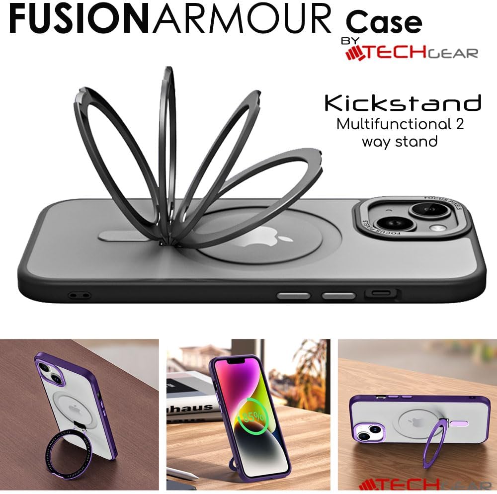 [Fusion Armour Ring] Premium Tough Protective Magnetic Ring Kickstand Case, MagSafe Case for iPhone 15 Plus 6.7"