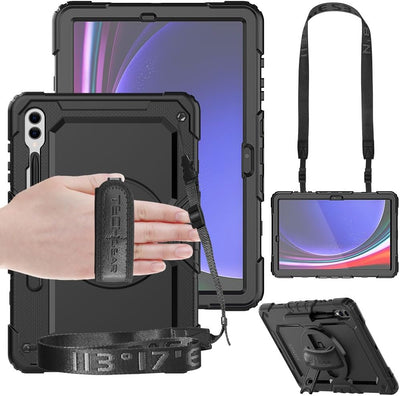 [UTILITY Case] Full Body Shockproof Case with Stand, Hand & Shoulder Strap for Samsung Galaxy Tab S9 Plus 12.4" (SM-X810, SM-X816 Series)