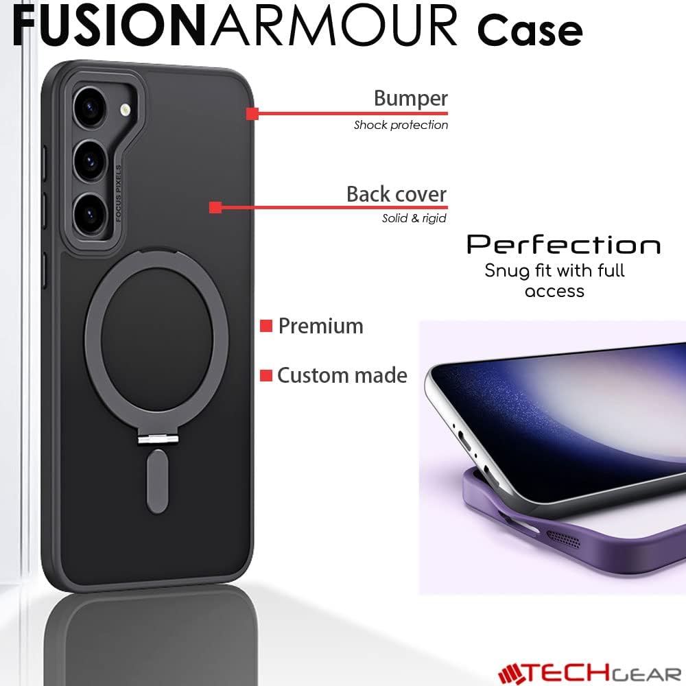 [Fusion Armour Ring] Premium Tough Protective Magnetic Ring Kickstand Case, MagSafe Case for Samsung Galaxy S24 Plus