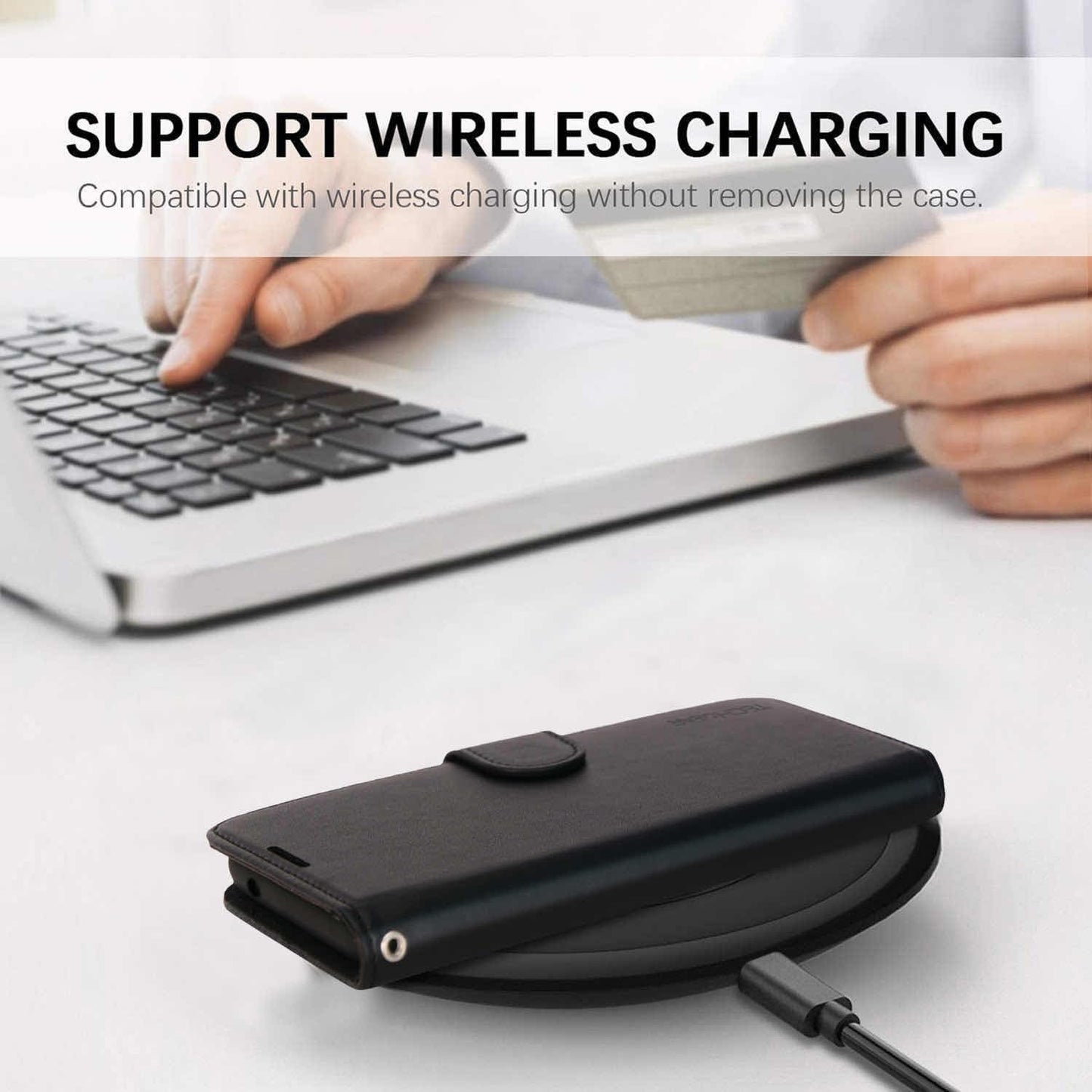 [Leather Wallet Case] Protective Cover with Cash & Card Holder, Stand and Wrist Strap For Samsung Galaxy S23 FE 5G