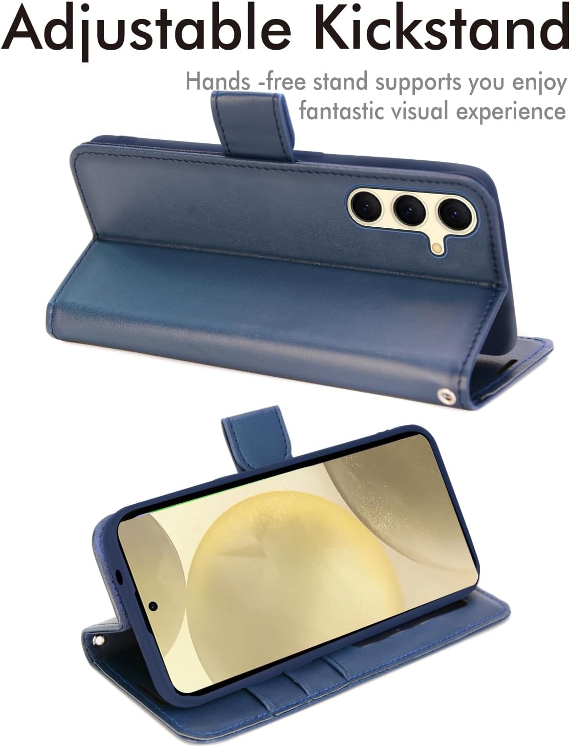 [Wallet Case] Protective Cover with Cash & Card Holder, Stand and Wrist Strap For Samsung Galaxy S24 Plus