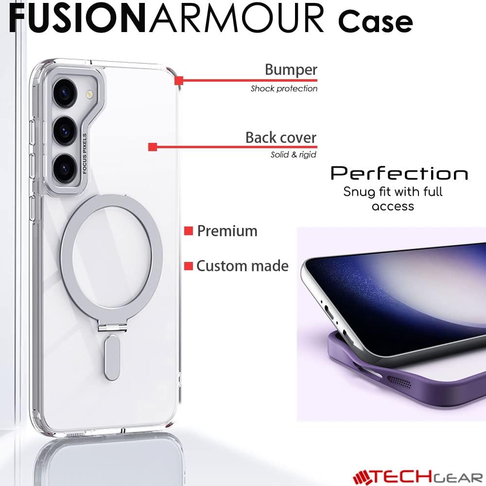 [Fusion Armour Ring] Premium Tough Protective Magnetic Ring Kickstand Case, MagSafe Case for Samsung Galaxy S24 Plus