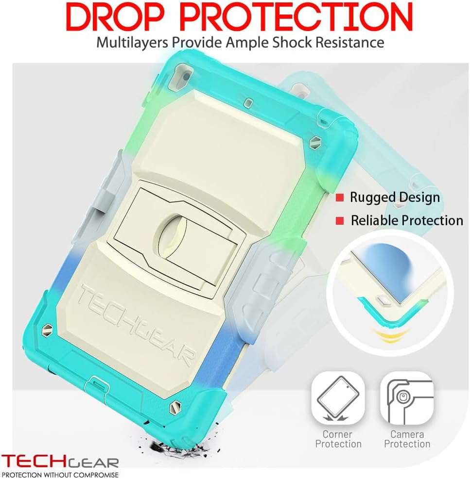 [ArmourSHIELD Case] Full Body Tough Rugged Case with Folding Stand & Screen Protector For Apple iPad 10.2" 2021/2020/2019 [9th/8th/7th Generation]