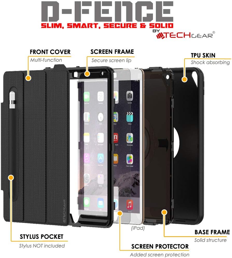 [D-FENCE Case] Tough & Rugged Smart Case For Apple iPad Air 3 2019, iPad Pro 10.5"