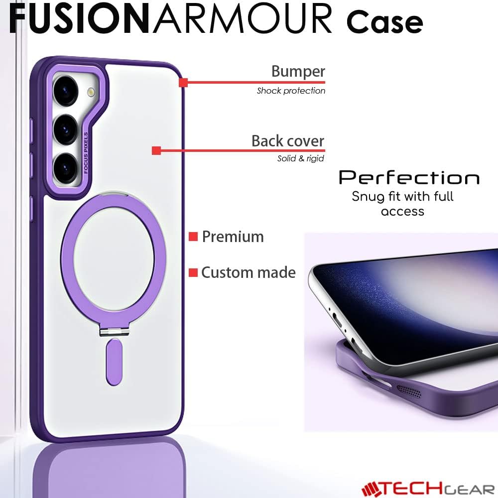[Fusion Armour Ring] Premium Tough Protective Magnetic Ring Kickstand Case, MagSafe Case for Samsung Galaxy S24 Plus