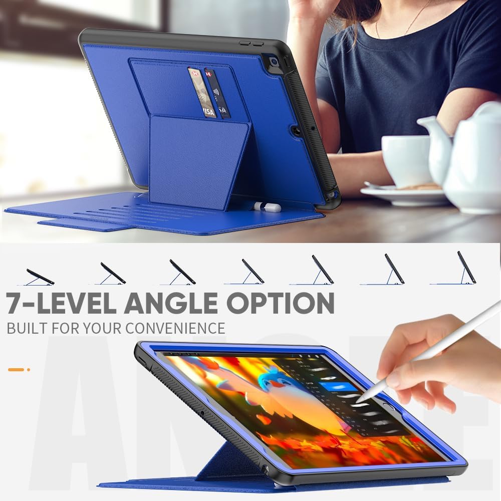 [Enduro Case] Tough Strong Magnetic & Flip Case [Auto Sleep/Wake] Cover with Multi-Angle Stand & Card Slot For Apple iPad 10.2" 2021-2019 9th-7th Gen
