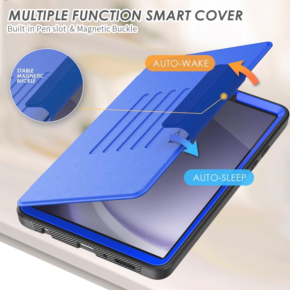 [Enduro Case] Tough Strong Magnetic & Flip Case [Auto Sleep/Wake] Cover with Multi-Angle Stand & Card Slot For Samsung Tab A9 8.7" (SM-X110 / X115)