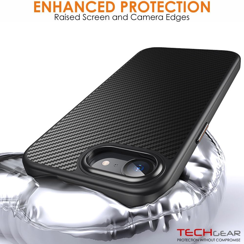[Carbon Fibre Detail] iPhone 16e Ultra Magnetic Shockproof Slim Case with Tough Hard Back Compatible with MagSafe