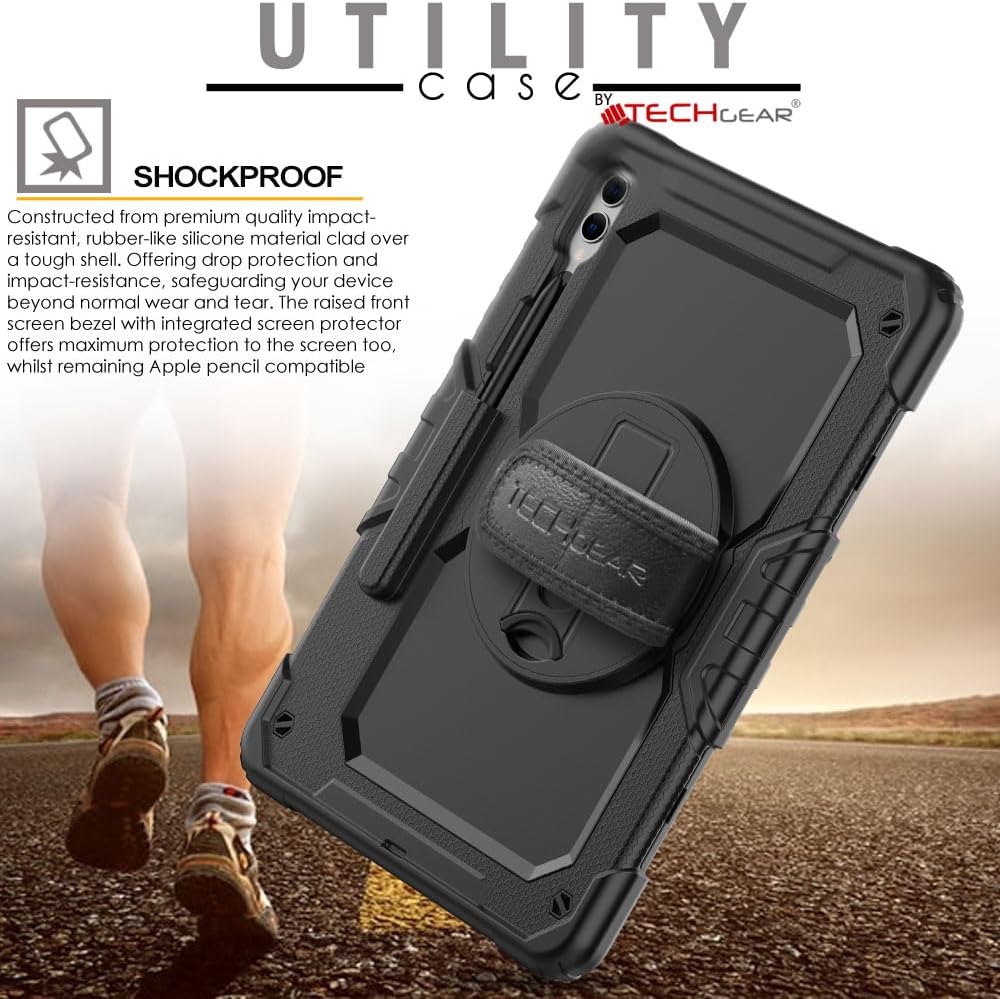 [UTILITY Case] Full Body Shockproof Case with Stand, Hand & Shoulder Strap for Samsung Galaxy Tab S9 Plus 12.4" (SM-X810, SM-X816 Series)