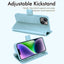 [Wallet Case] Protective Cover with Cash & Card Holder, Stand and Wrist Strap For Apple iPhone 15 Plus