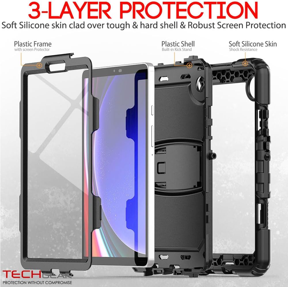 [ArmourSHIELD Case] Full Body Tough Rugged Case with Folding Stand & Screen Protector For Samsung Galaxy Tab A9 8.7" (SM-X110 / SM-X115)