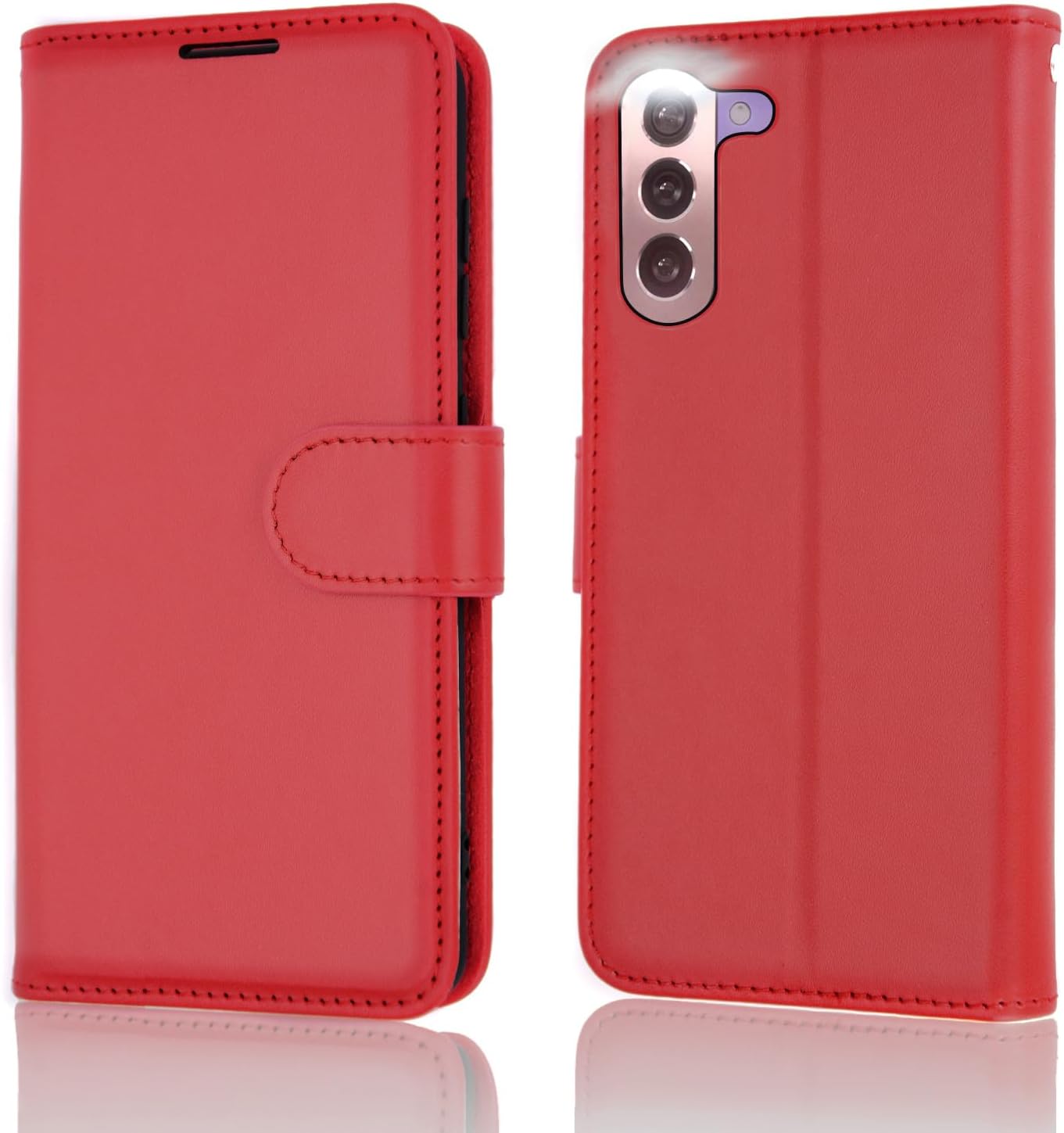 [Leather Wallet Case] Protective Cover with Cash & Card Holder, Stand and Wrist Strap For Samsung Galaxy S24 5G
