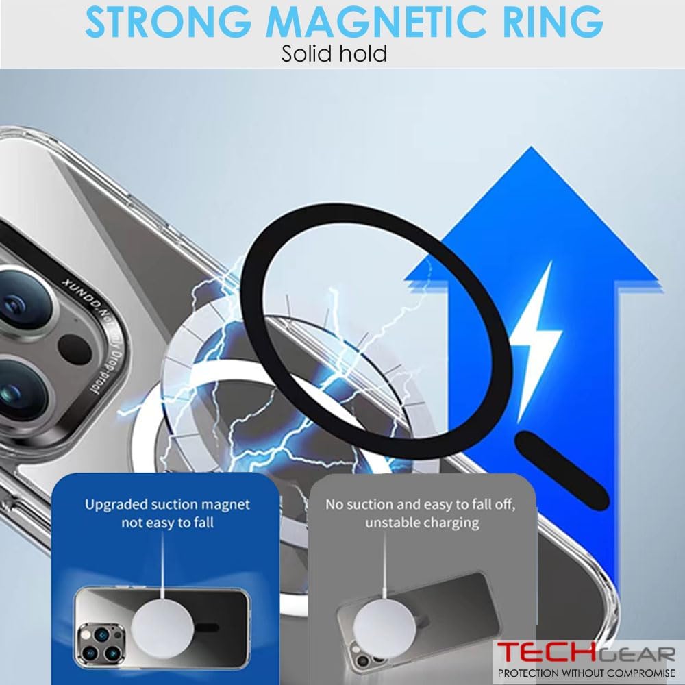 [Mag Fusion] Shockproof, Anti-Scratch, Slim & Light, Gel Bumper & Clear Hard Back Compatible with MagSafe Case Cover for iPhone 15 Pro Max 6.7"