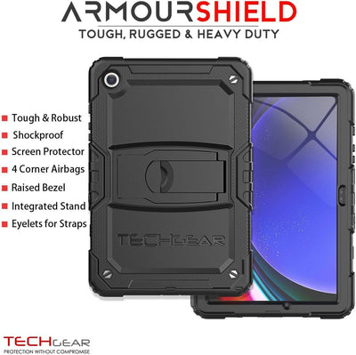TECHGEAR ArmourSHIELD Case for Samsung Galaxy Tab A11+ (A11 Plus) 11" (SM-X230/X236) – Tough Rugged Full Body Case with Screen Protector & Kickstand