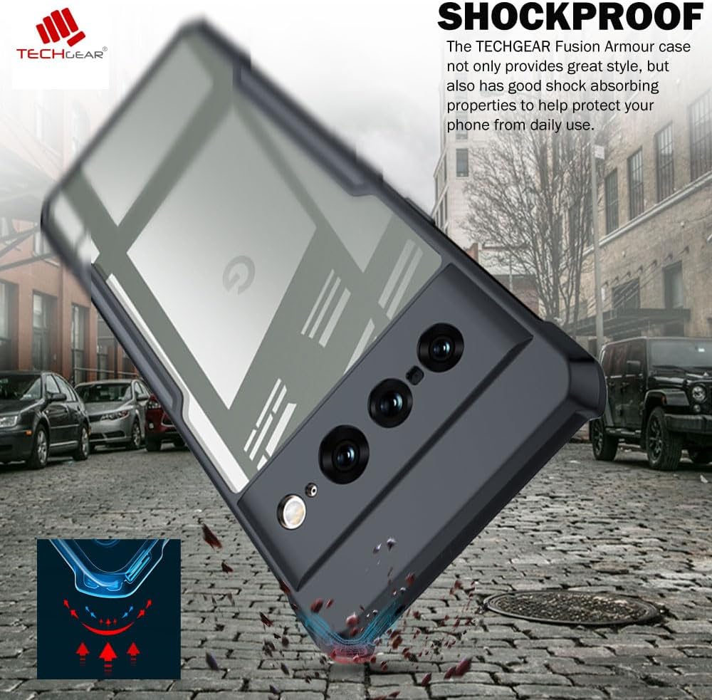 [Fusion Armour Case] Premium Hybrid Tough Heavy Duty, Clear Back, Bumper Case for Google Pixel 8 Pro 5G