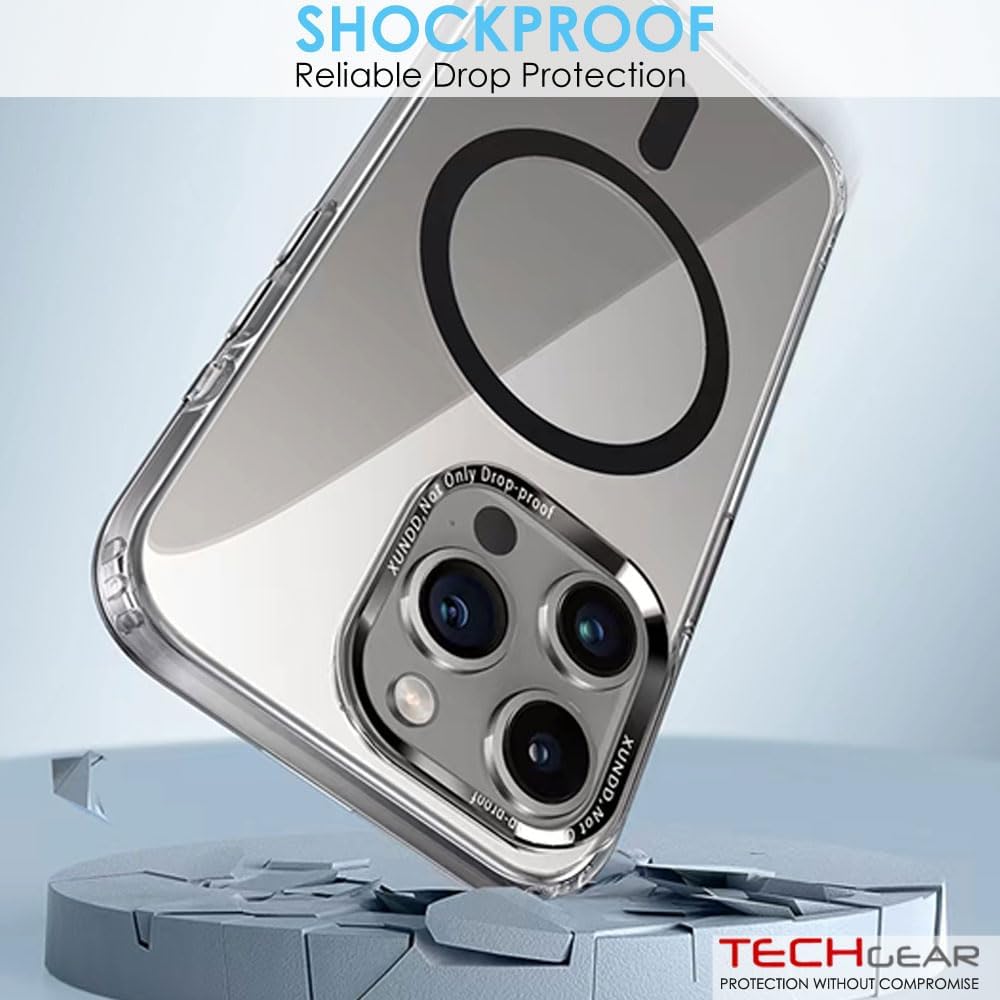 [Mag Fusion] Shockproof, Anti-Scratch, Slim & Light, Gel Bumper & Clear Hard Back Compatible with MagSafe Case Cover for iPhone 15 Pro Max 6.7"