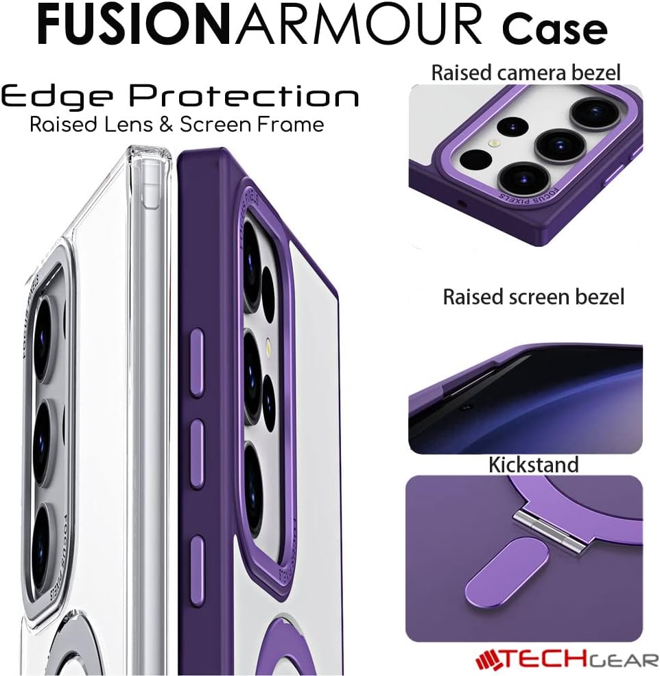 [Fusion Armour Ring] Premium Tough Protective Magnetic Ring Kickstand Case, MagSafe Case for Samsung Galaxy S24 Ultra