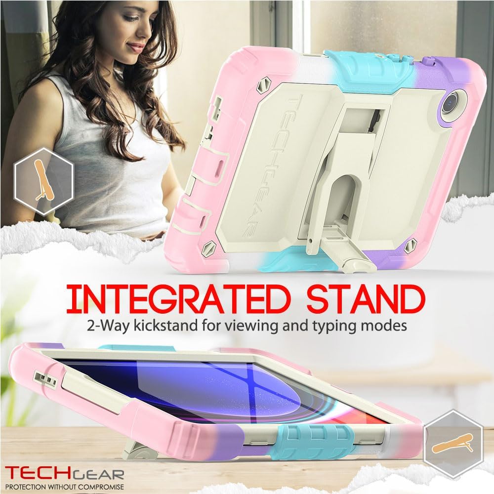 [ArmourSHIELD Case] Full Body Tough Rugged Case with Folding Stand & Screen Protector For Samsung Galaxy Tab A9 8.7" (SM-X110 / SM-X115)
