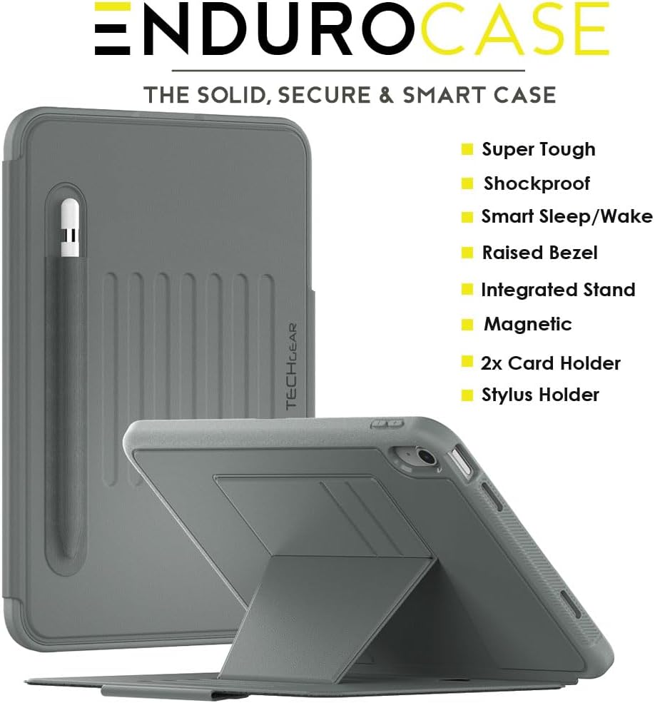 [Enduro Case] Tough Strong Magnetic & Flip Case [Auto Sleep/Wake] Cover with Multi-Angle Stand & Card Slot For Apple iPad 11th & 10th Generation, iPad 2025 / 2022