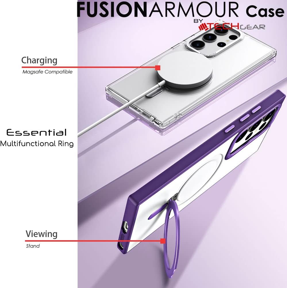 [Fusion Armour Ring] Premium Tough Protective Magnetic Ring Kickstand Case, MagSafe Case for Samsung Galaxy S24 Ultra