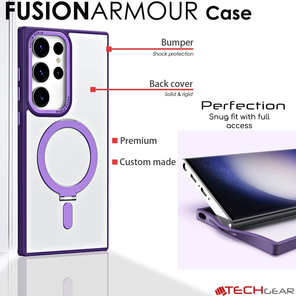 [Fusion Armour Ring] Premium Tough Protective Magnetic Ring Kickstand Case, MagSafe Case for Samsung Galaxy S24 Ultra