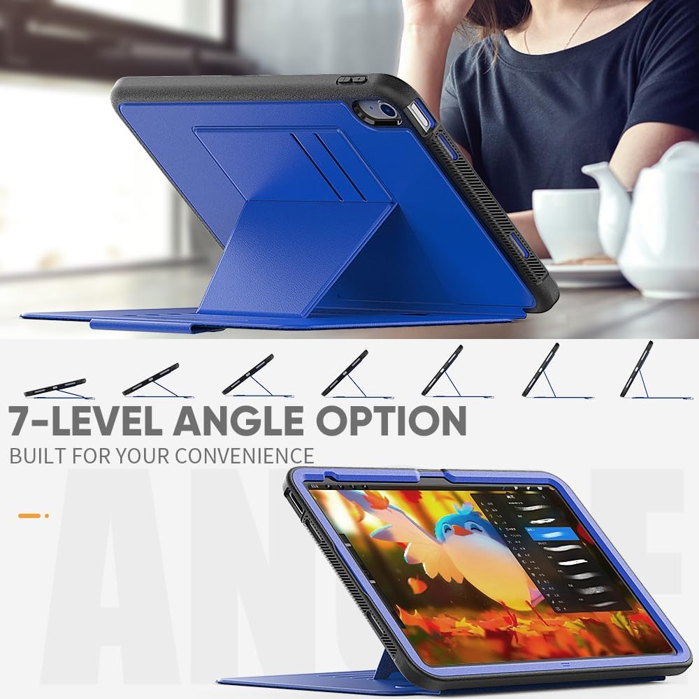 [Enduro Case] Tough Strong Magnetic & Flip Case [Auto Sleep/Wake] Cover with Multi-Angle Stand & Card Slot For Apple iPad 11th & 10th Generation, iPad 2025 / 2022