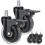 Office Chair Wheels Replacement Casters for ALL Floors inc Hardwood Floors, Ultra Heavy Duty Rollerblade Swivel Office Chair Castors - Universal fit (NOT IKEA)