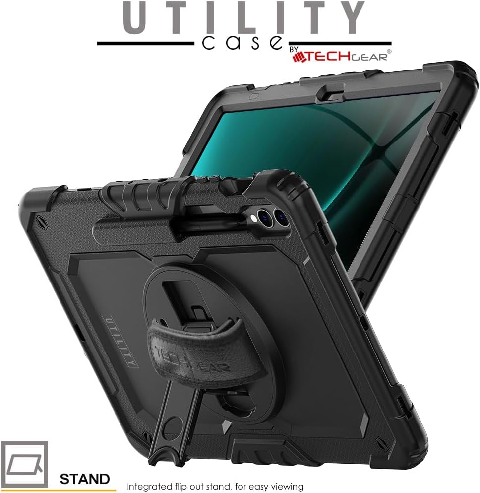 [UTILITY Case] Full Body Shockproof Case with Stand, Hand & Shoulder Strap for Samsung Galaxy Tab S9 FE Plus 12.4" (SM-X610 / SM-X616)