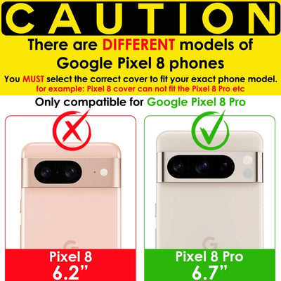 [Wallet Case] Protective Cover with Cash & Card Holder, Stand and Wrist Strap For Google Pixel 8 Pro