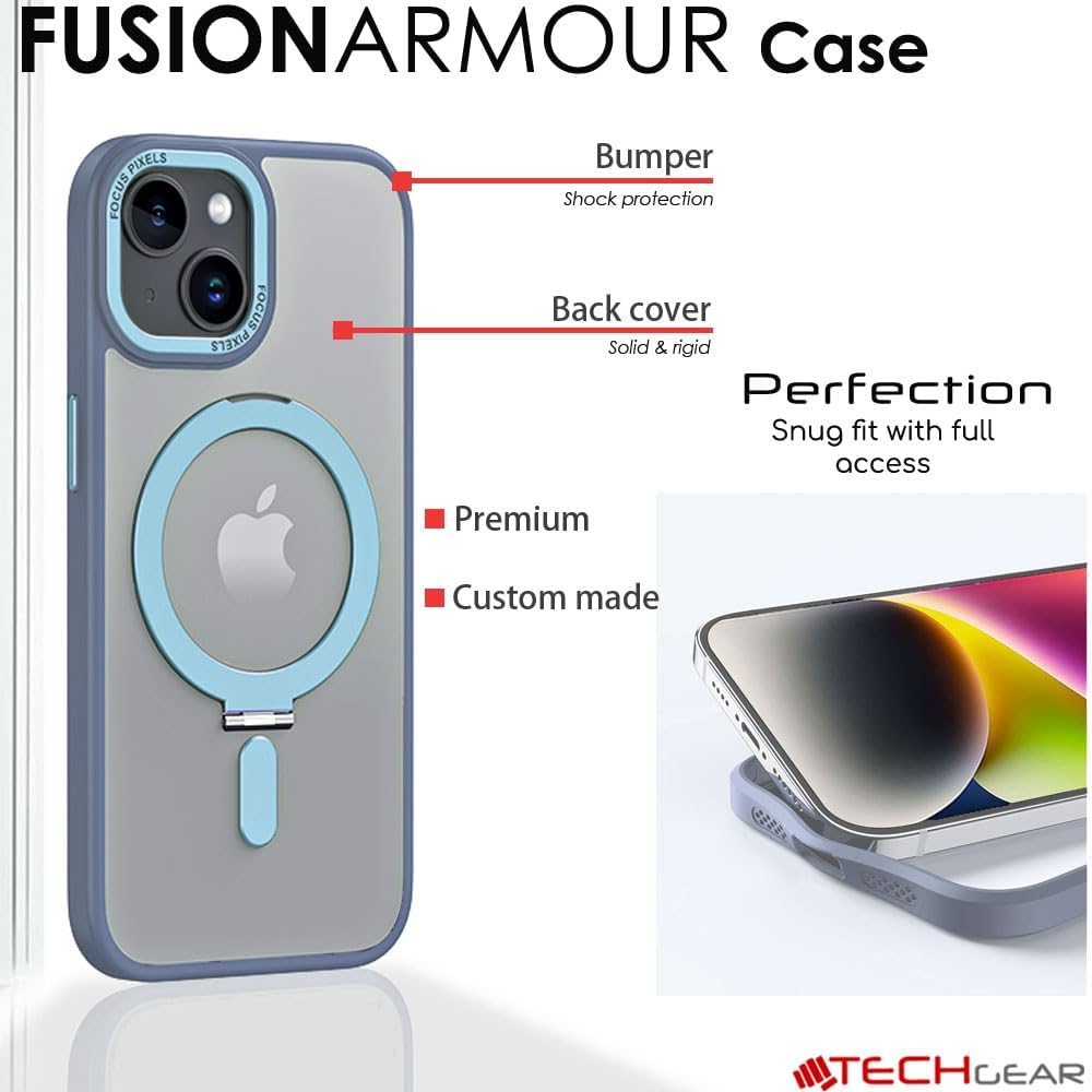 [Fusion Armour Ring] Premium Tough Protective Magnetic Ring Kickstand Case, MagSafe Case for iPhone 15 Plus 6.7"