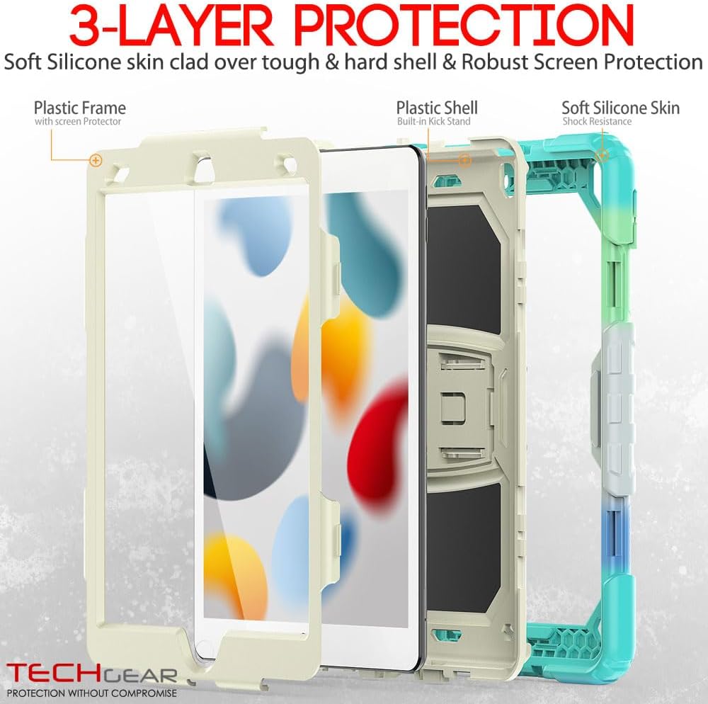 [ArmourSHIELD Case] Full Body Tough Rugged Case with Folding Stand & Screen Protector For Apple iPad 10.2" 2021/2020/2019 [9th/8th/7th Generation]