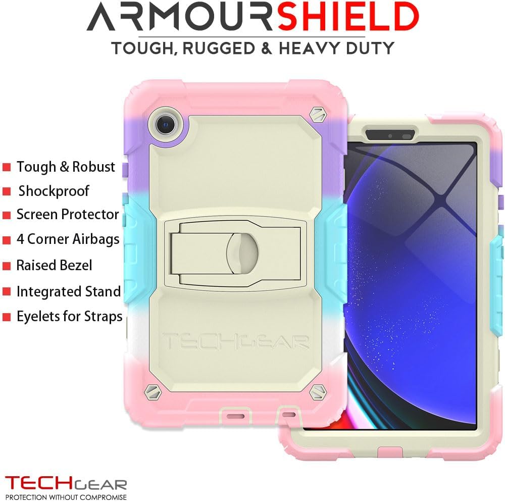 [ArmourSHIELD Case] Full Body Tough Rugged Case with Folding Stand & Screen Protector For Samsung Galaxy Tab A9 8.7" (SM-X110 / SM-X115)