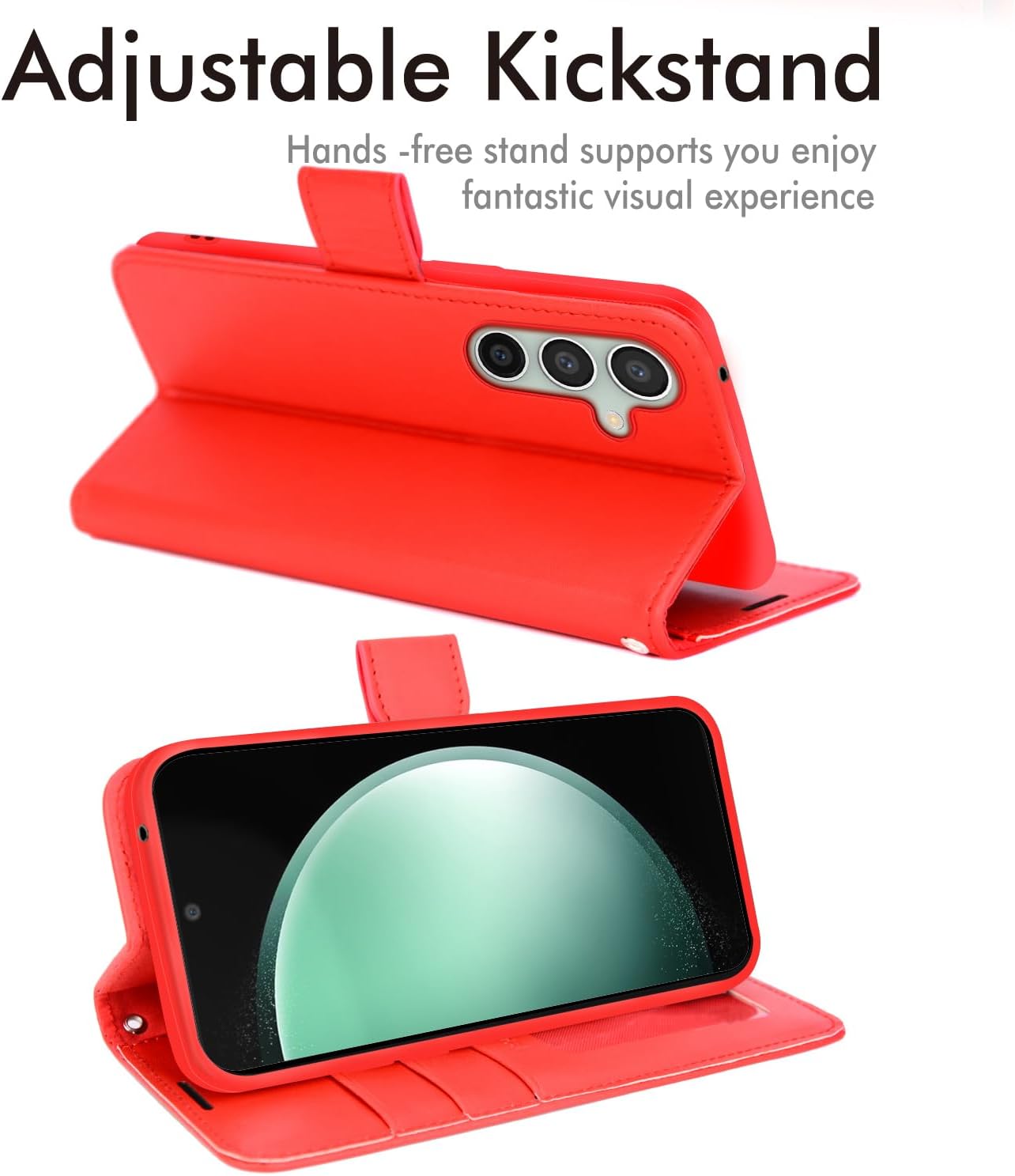 [Leather Wallet Case] Protective Cover with Cash & Card Holder, Stand and Wrist Strap For Samsung Galaxy S23 FE 5G