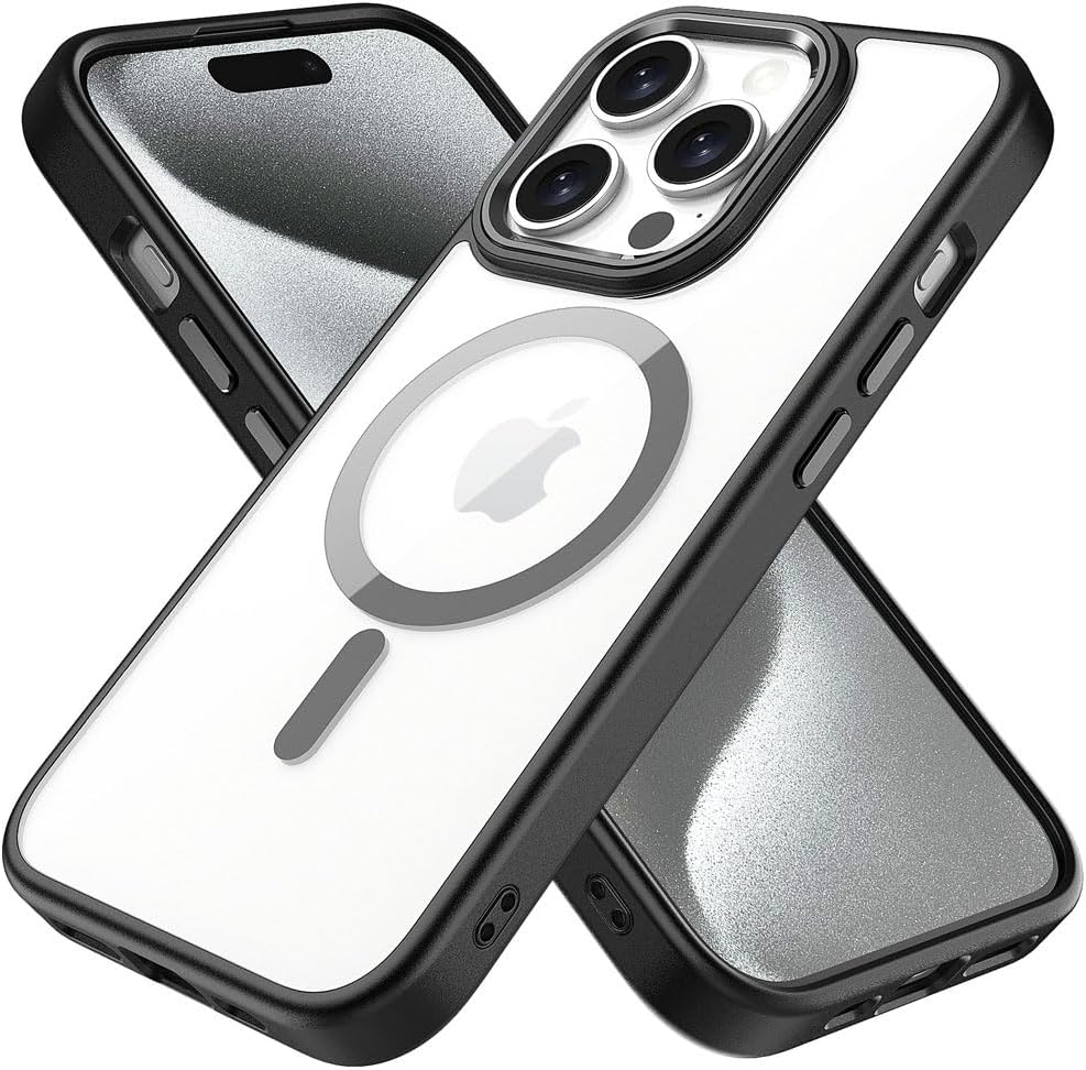 iPhone 15 Pro Max Tough MagSafe Case [Magnetic Fusion] Premium Tough Rugged Protective Case Slim Heavy Duty Protection with Clear Back