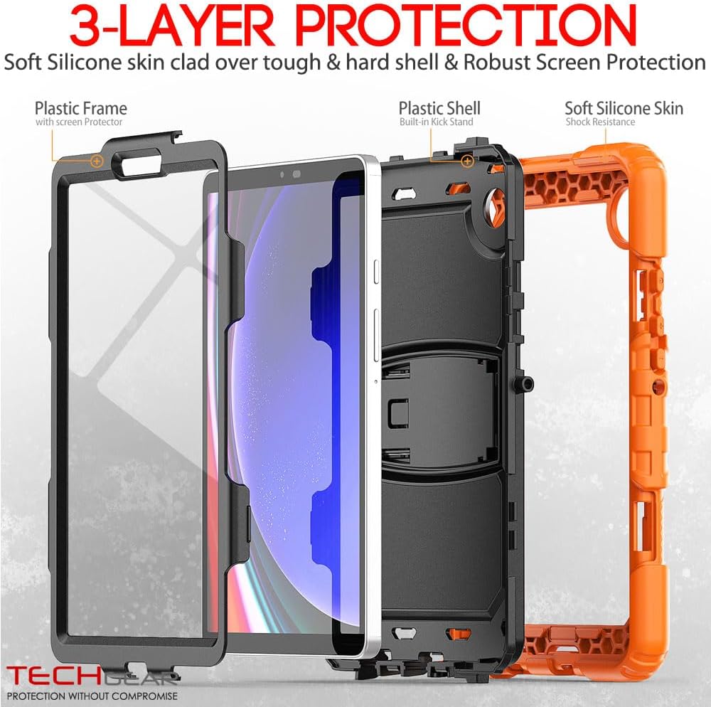 [ArmourSHIELD Case] Full Body Tough Rugged Case with Folding Stand & Screen Protector For Samsung Galaxy Tab A9 8.7" (SM-X110 / SM-X115)