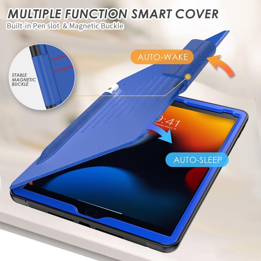 [Enduro Case] Tough Strong Magnetic & Flip Case [Auto Sleep/Wake] Cover with Multi-Angle Stand & Card Slot For Apple iPad 10.2" 2021-2019 9th-7th Gen