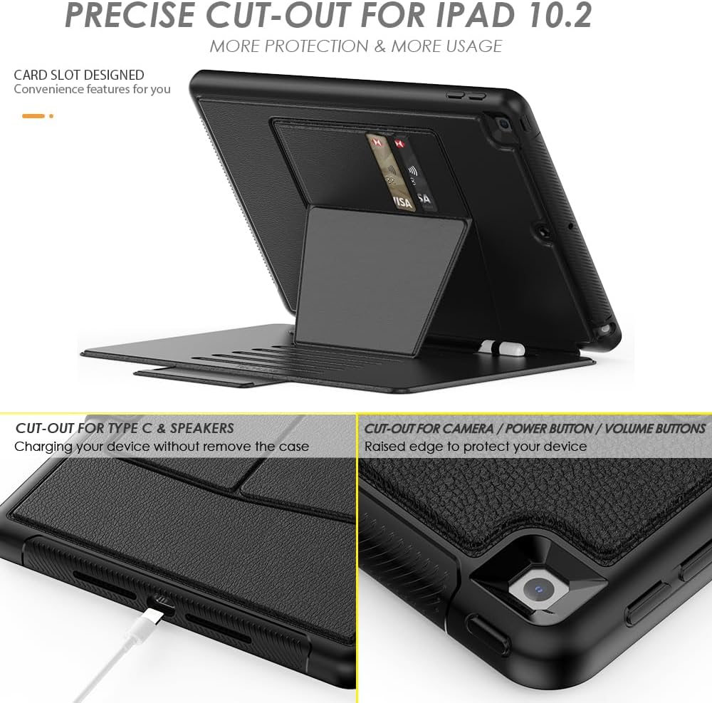 [Enduro Case] Tough Strong Magnetic & Flip Case [Auto Sleep/Wake] Cover with Multi-Angle Stand & Card Slot For Apple iPad 10.2" 2021-2019 9th-7th Gen