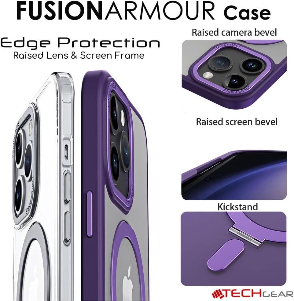 [Fusion Armour Ring] Premium Tough Protective Magnetic Ring Kickstand Case, MagSafe Case for iPhone 15 Pro Max 6.7"