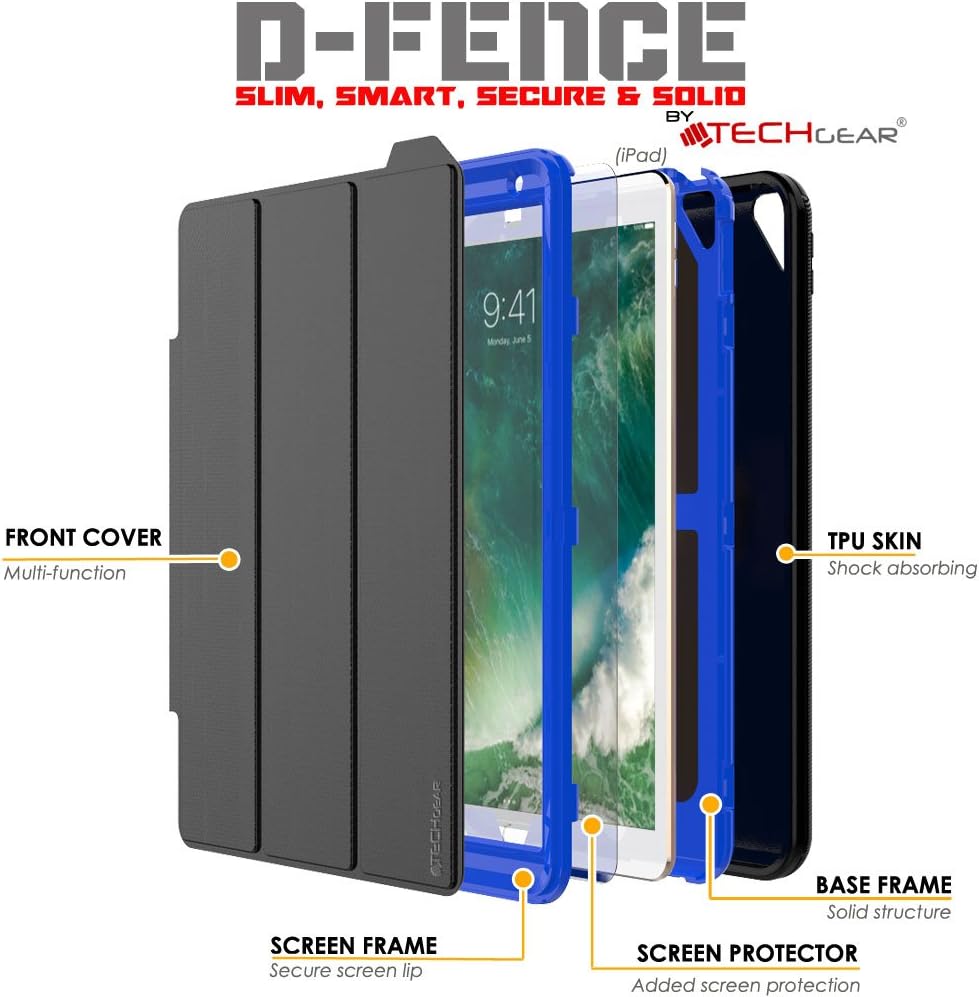 [D-FENCE Case] Tough & Rugged Smart Case For Apple iPad Air 3 2019, iPad Pro 10.5"