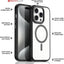 iPhone 15 Pro Max Tough MagSafe Case [Magnetic Fusion] Premium Tough Rugged Protective Case Slim Heavy Duty Protection with Clear Back