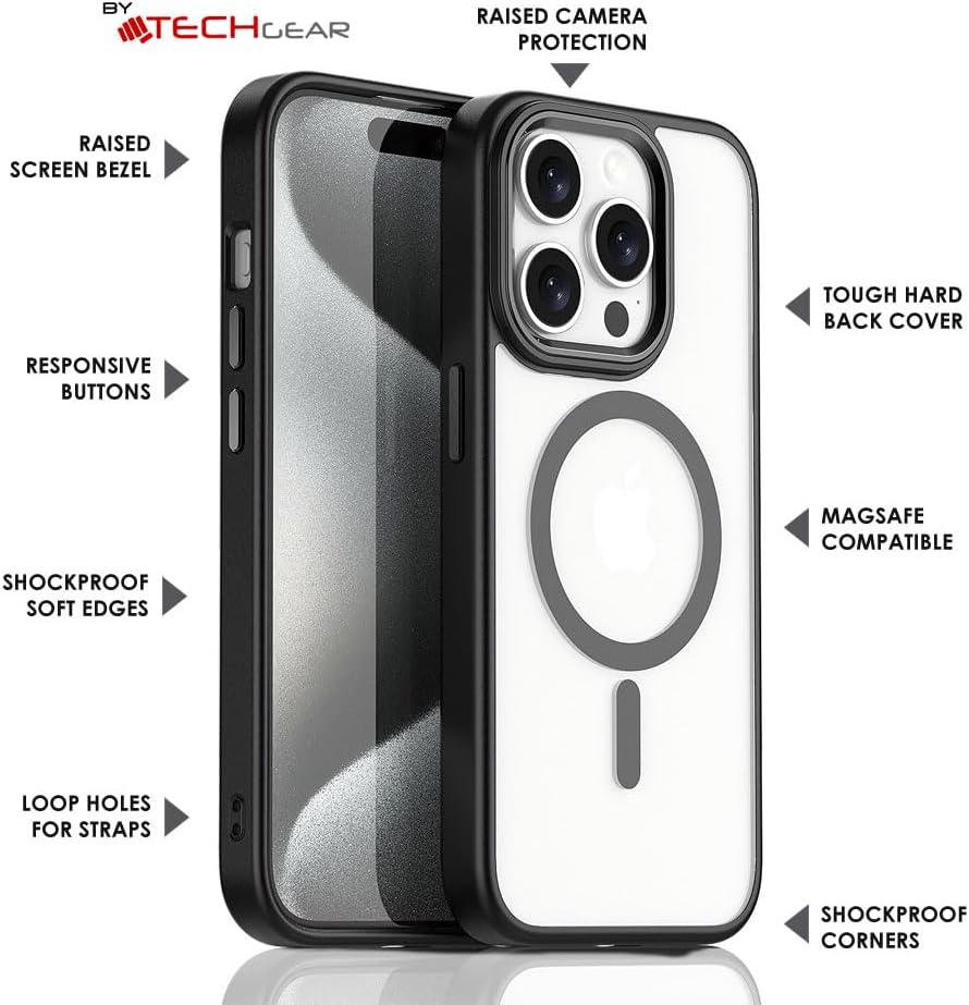 iPhone 15 Pro Max Tough MagSafe Case [Magnetic Fusion] Premium Tough Rugged Protective Case Slim Heavy Duty Protection with Clear Back