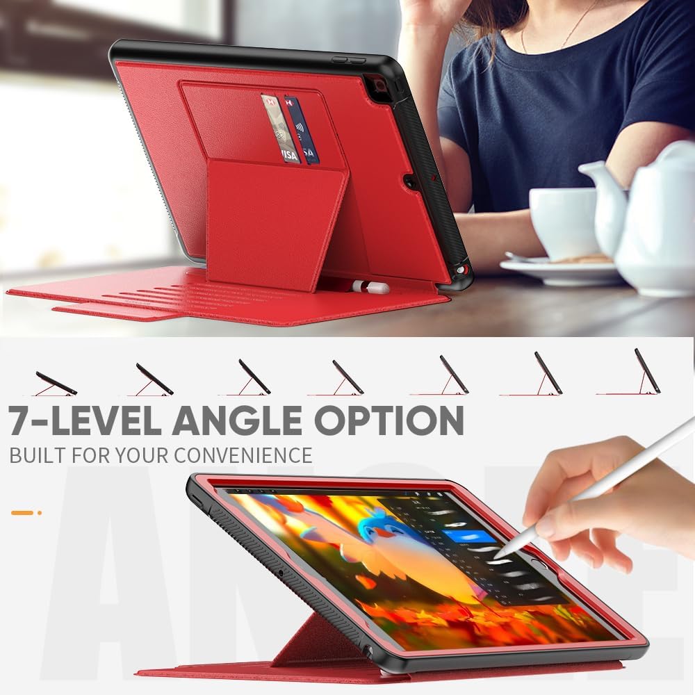 [Enduro Case] Tough Strong Magnetic & Flip Case [Auto Sleep/Wake] Cover with Multi-Angle Stand & Card Slot For Apple iPad 10.2" 2021-2019 9th-7th Gen