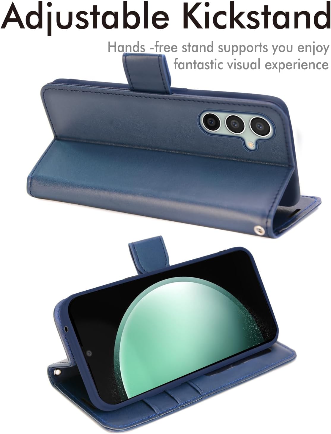[Leather Wallet Case] Protective Cover with Cash & Card Holder, Stand and Wrist Strap For Samsung Galaxy S23 FE 5G