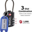TSA Suitcase Locks 3-Dial Security Travel Combination Padlock
