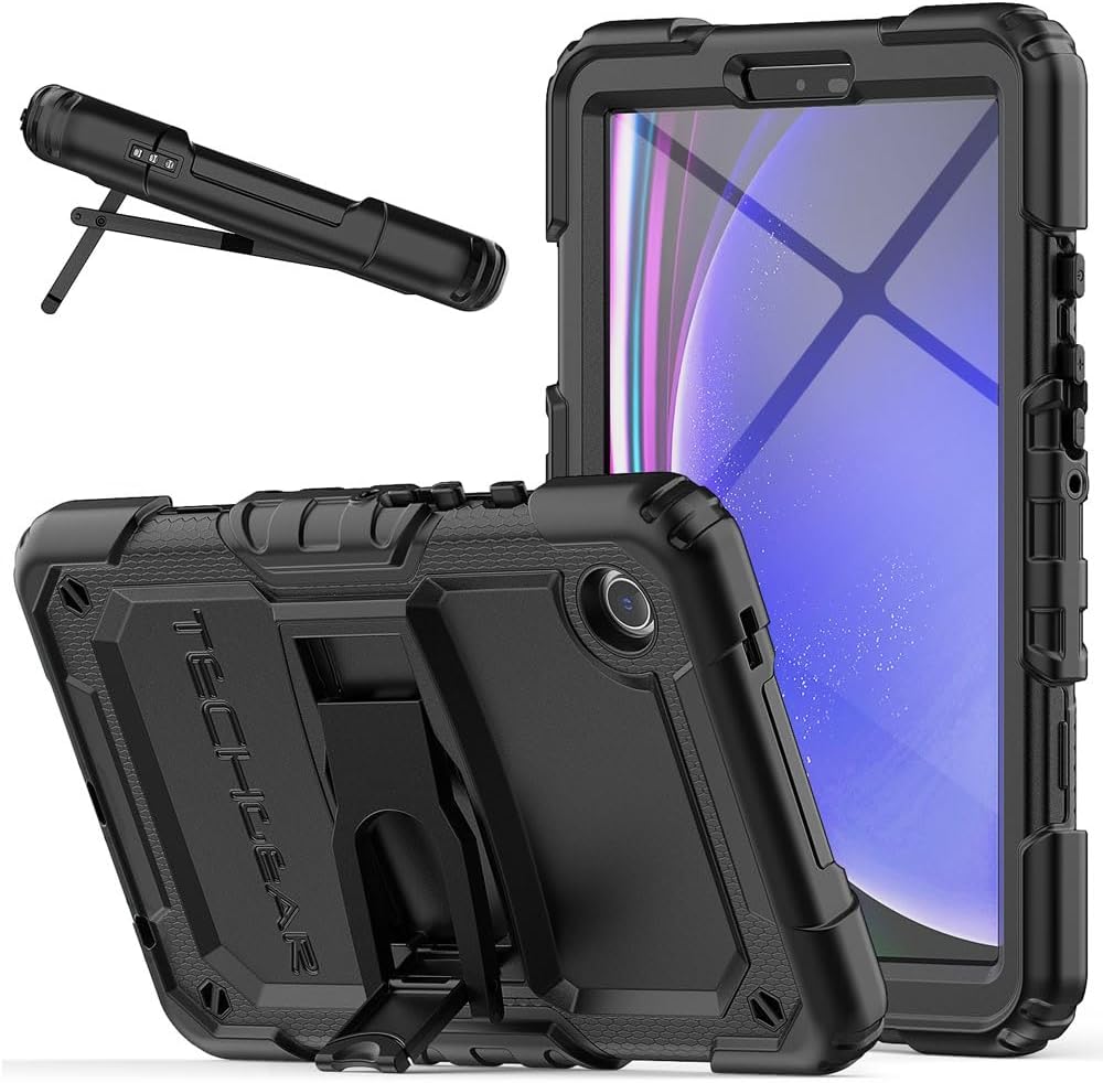 [ArmourSHIELD Case] Full Body Tough Rugged Case with Folding Stand & Screen Protector For Samsung Galaxy Tab A9 8.7" (SM-X110 / SM-X115)