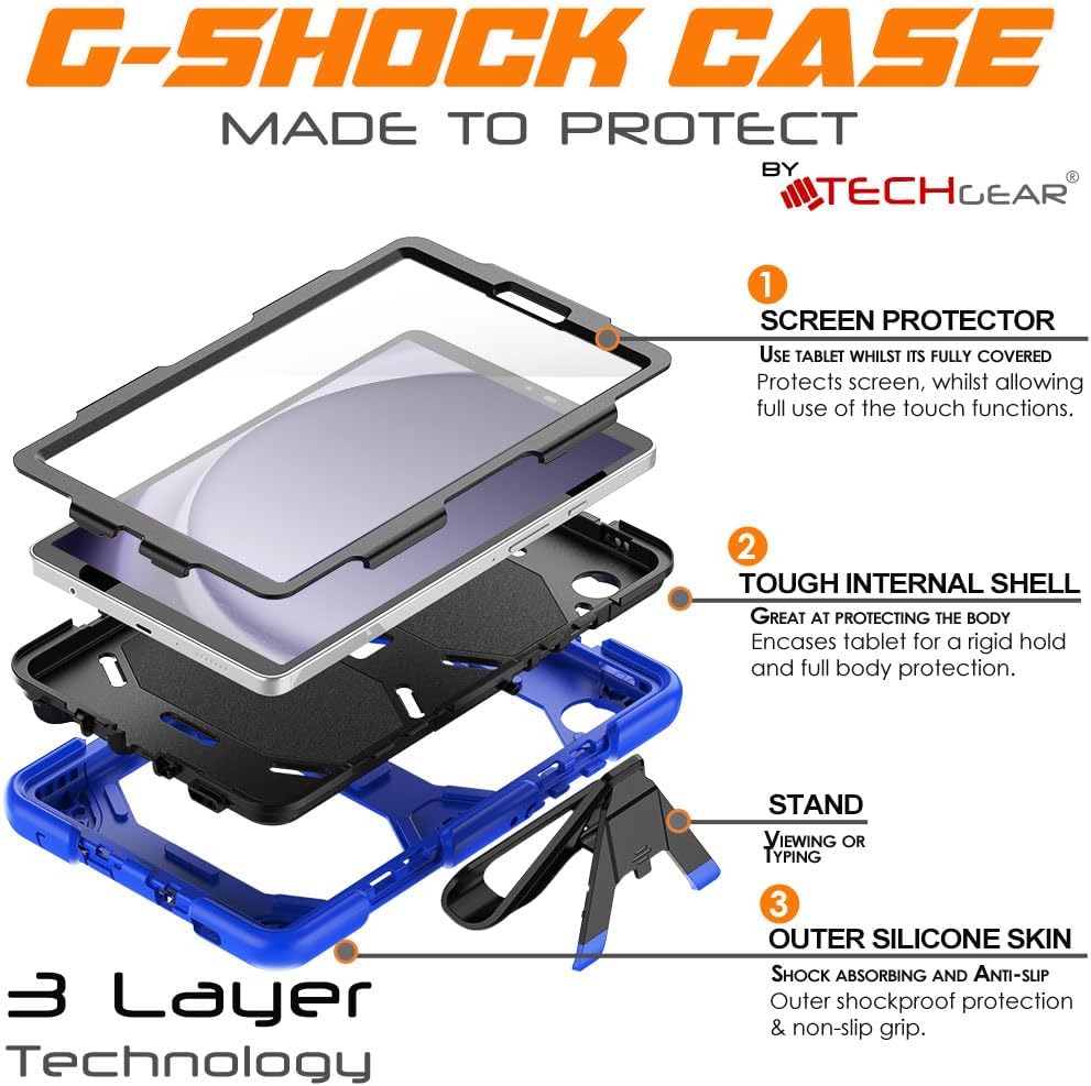 [G-SHOCK Case] Heavy Duty Long Survival Screen Protector Case for Samsung Galaxy Tab A9 8.7" (SM-X110 / SM-X115)