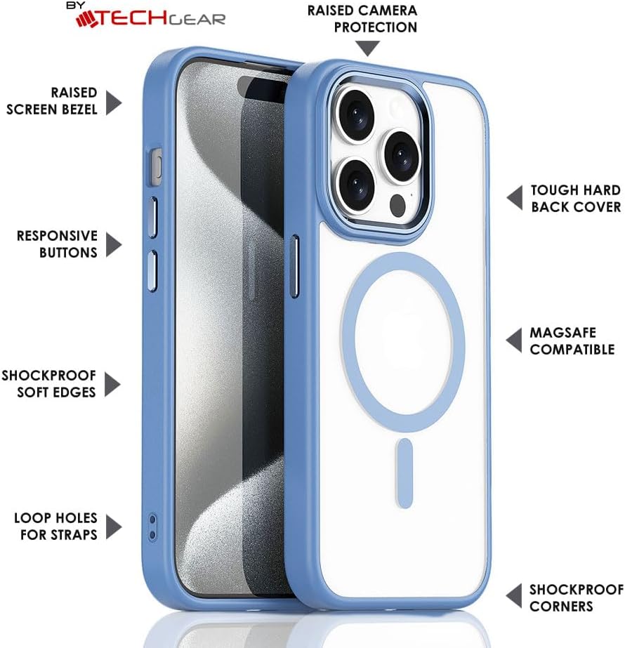 iPhone 15 Pro Max Tough MagSafe Case [Magnetic Fusion] Premium Tough Rugged Protective Case Slim Heavy Duty Protection with Clear Back